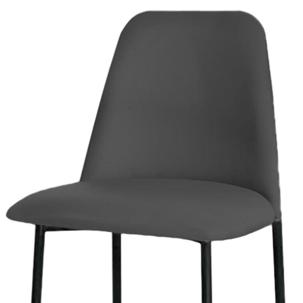 Banqueta Turquia Veludo Cinza em Metal Preto