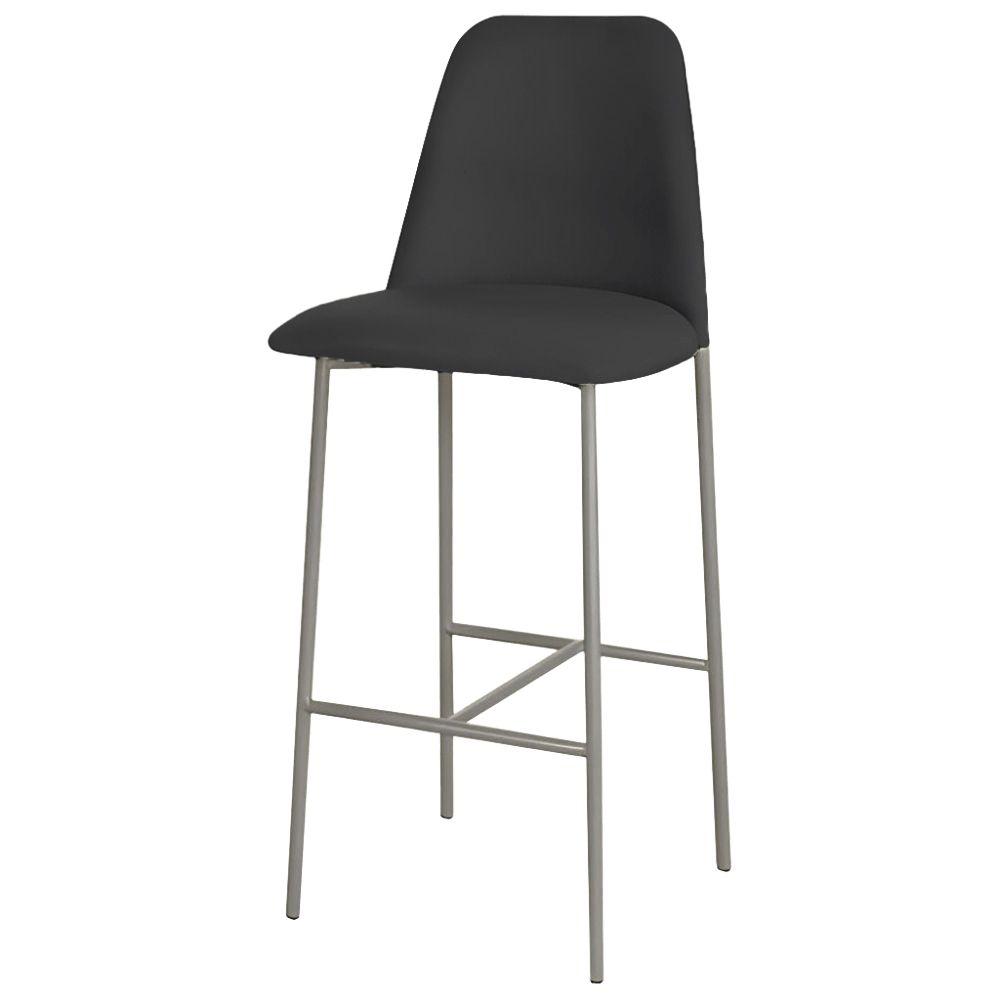 Banqueta Turquia Veludo Preto em Metal Champanhe