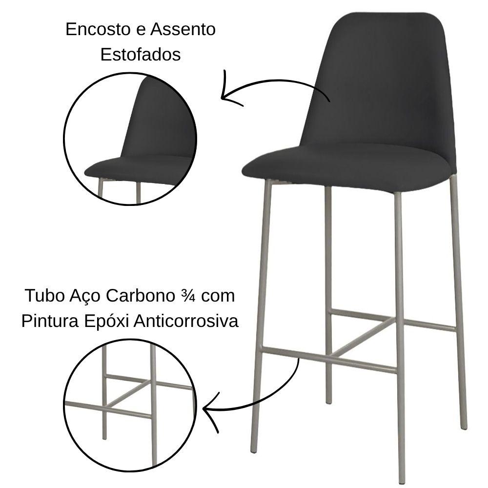 Banqueta Turquia Veludo Preto em Metal Champanhe