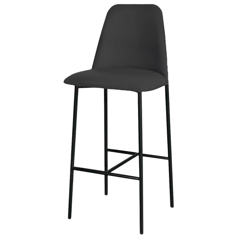 Banqueta Turquia Veludo Preto em Metal Preto