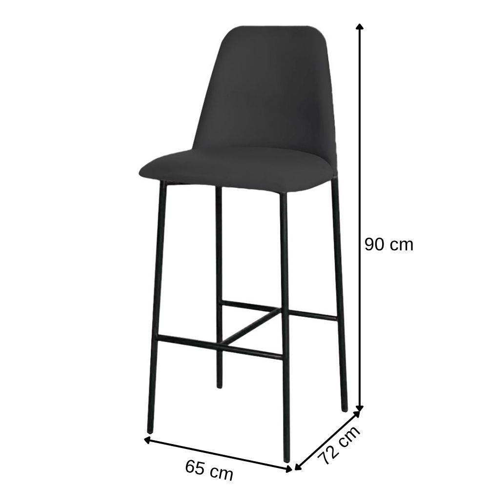 Banqueta Turquia Veludo Preto em Metal Preto