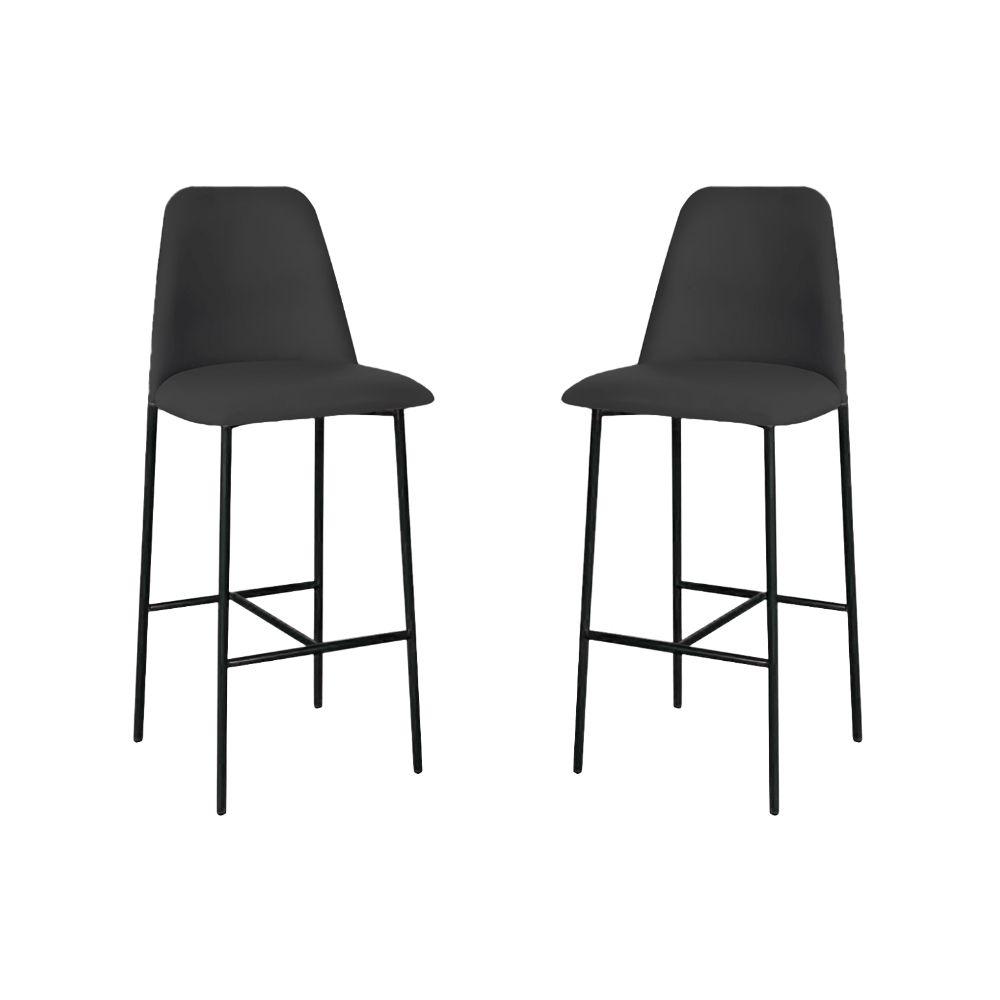Banqueta Turquia Veludo Preto em Metal Preto
