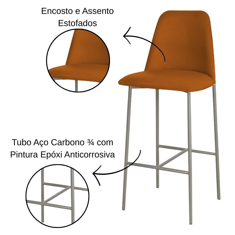 Banqueta Turquia Veludo Terracota em Metal Champanhe