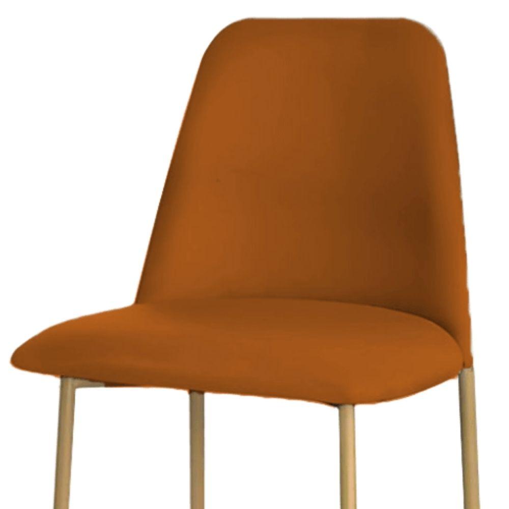 Banqueta Turquia Veludo Terracota em Metal Dourado