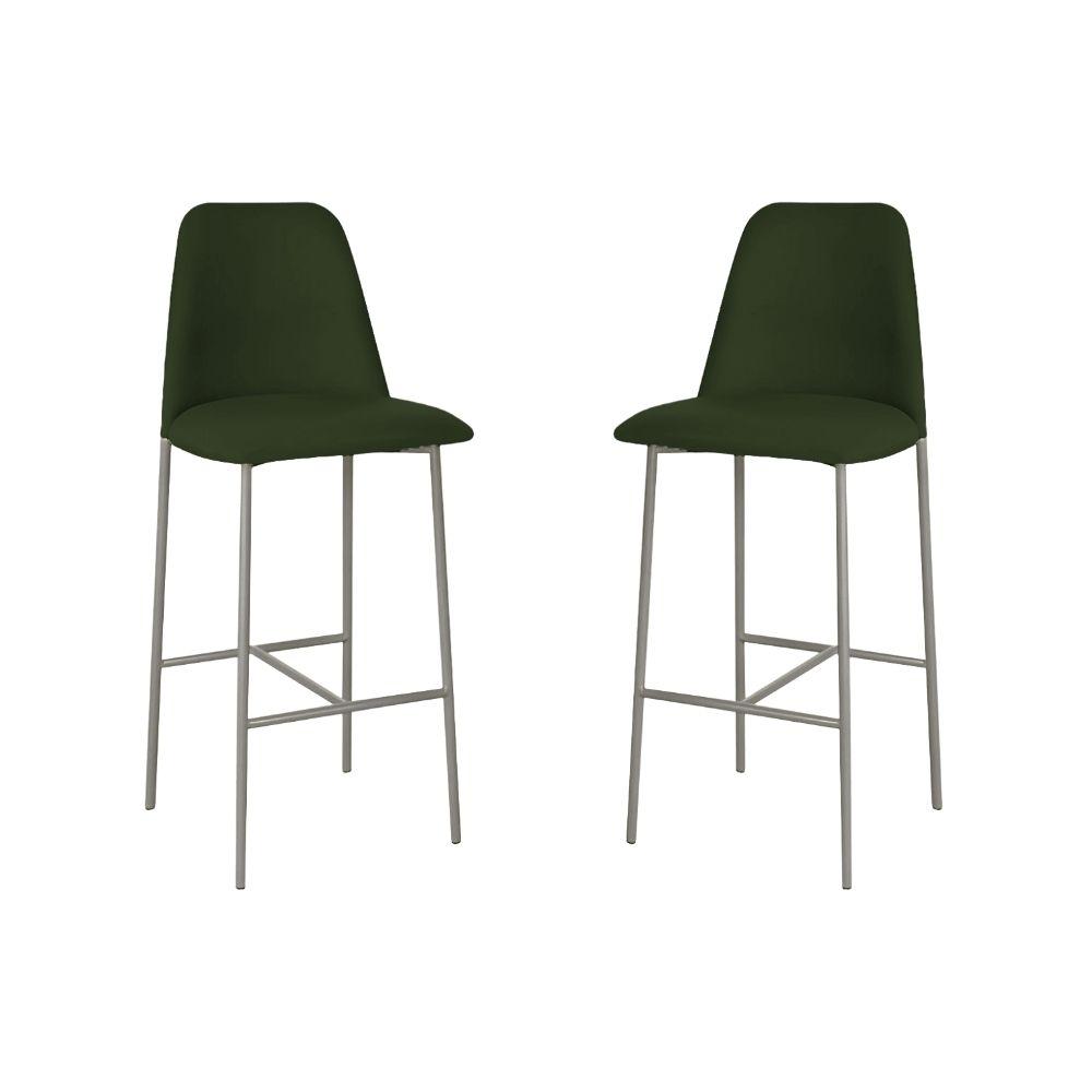 Banqueta Turquia Veludo Verde Escuro em Metal Champanhe