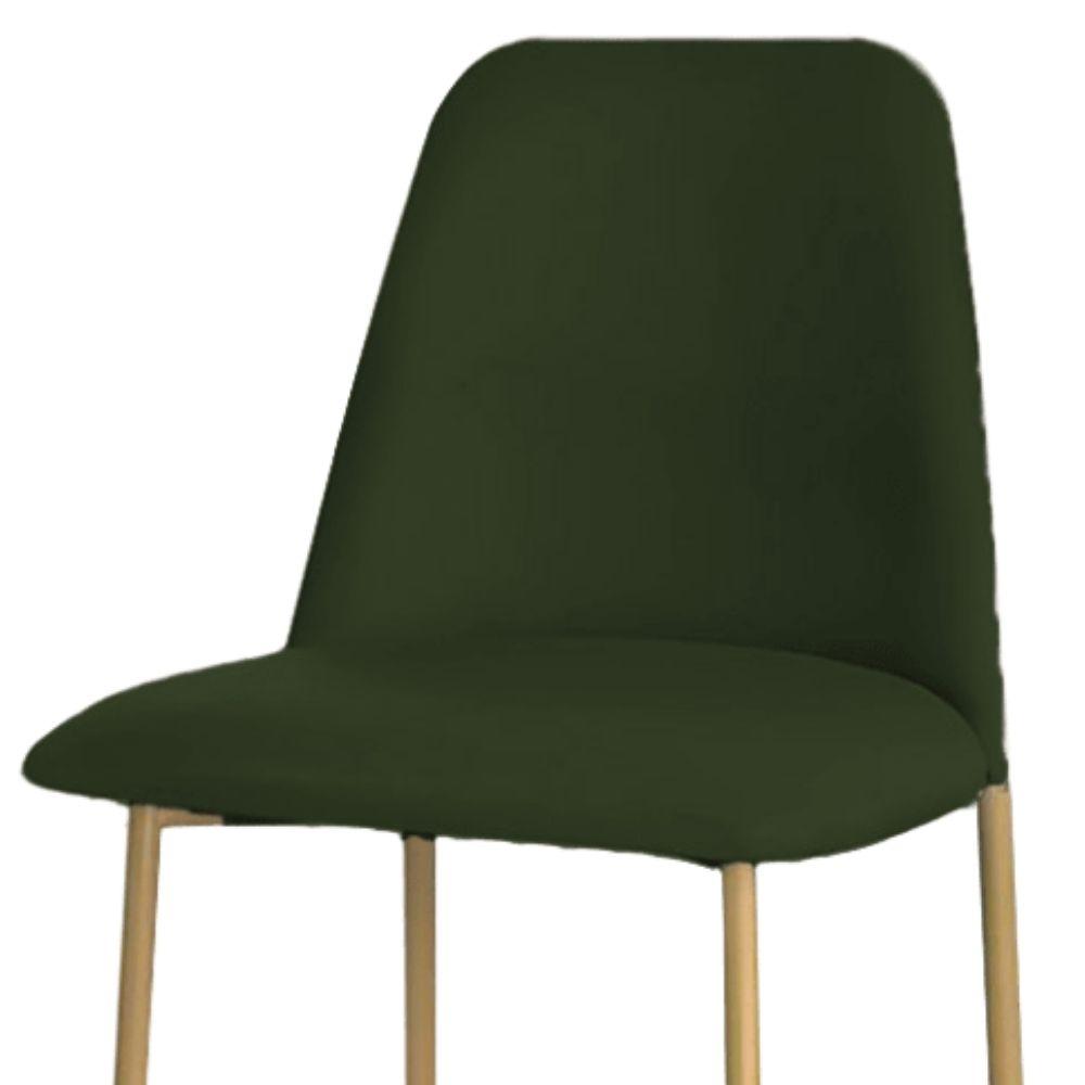 Banqueta Turquia Veludo Verde Escuro em Metal Dourado
