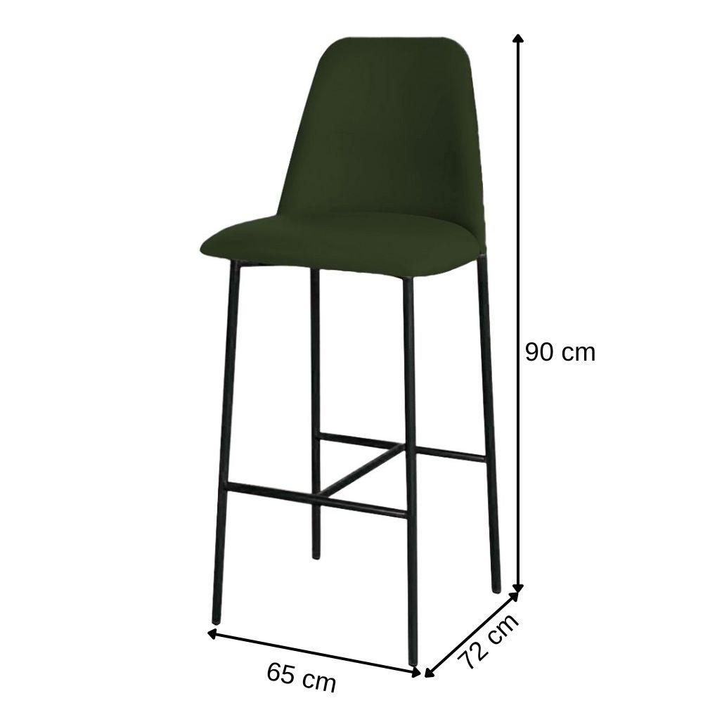 Banqueta Turquia Veludo Verde Escuro em Metal Preto