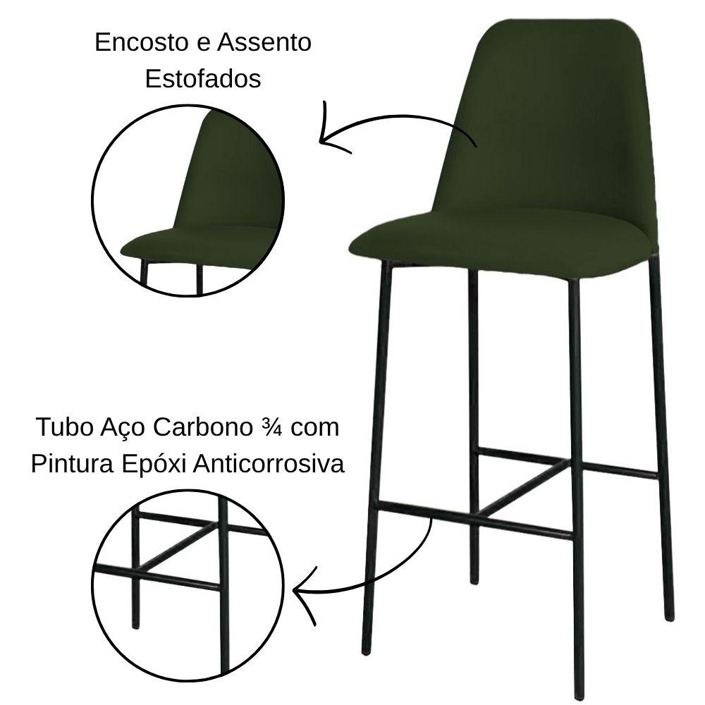 Banqueta Turquia Veludo Verde Escuro em Metal Preto