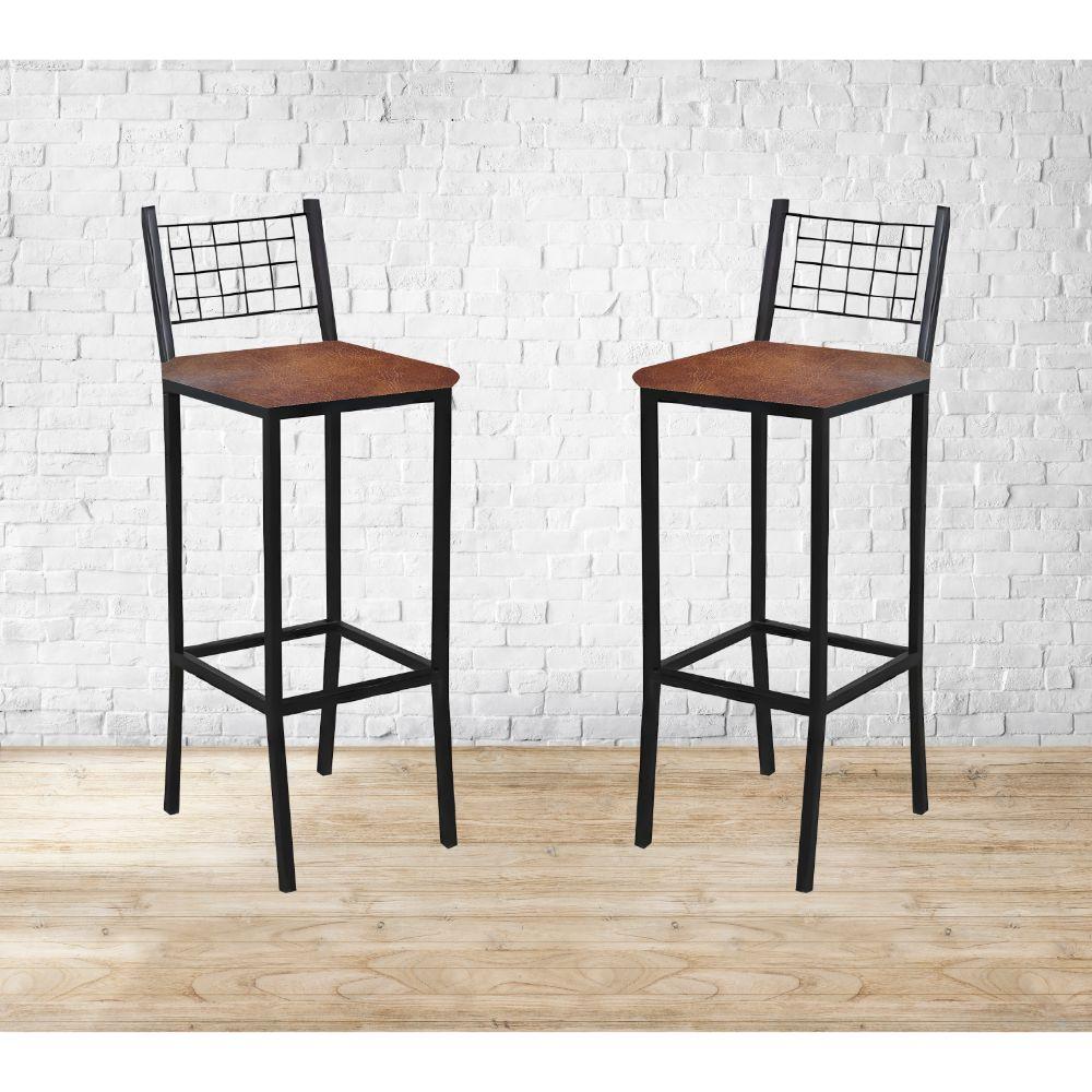 Banqueta Veneza Couro Caramelo em Metal Preto