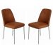 Conjunto 2 Cadeiras Londres Couro Caramelo Metal Champanhe