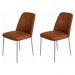 Conjunto 2 Cadeiras Londres Couro Caramelo Metal Champanhe