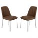 Conjunto 2 Cadeiras Londres Couro Marrom Metal Champanhe