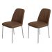 Conjunto 2 Cadeiras Londres Couro Marrom Metal Champanhe