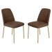 Conjunto 2 Cadeiras Londres Couro Marrom Metal Dourado