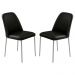 Conjunto 2 Cadeiras Londres Couro Preto Metal Champanhe