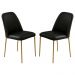 Conjunto 2 Cadeiras Londres Couro Preto Metal Dourado