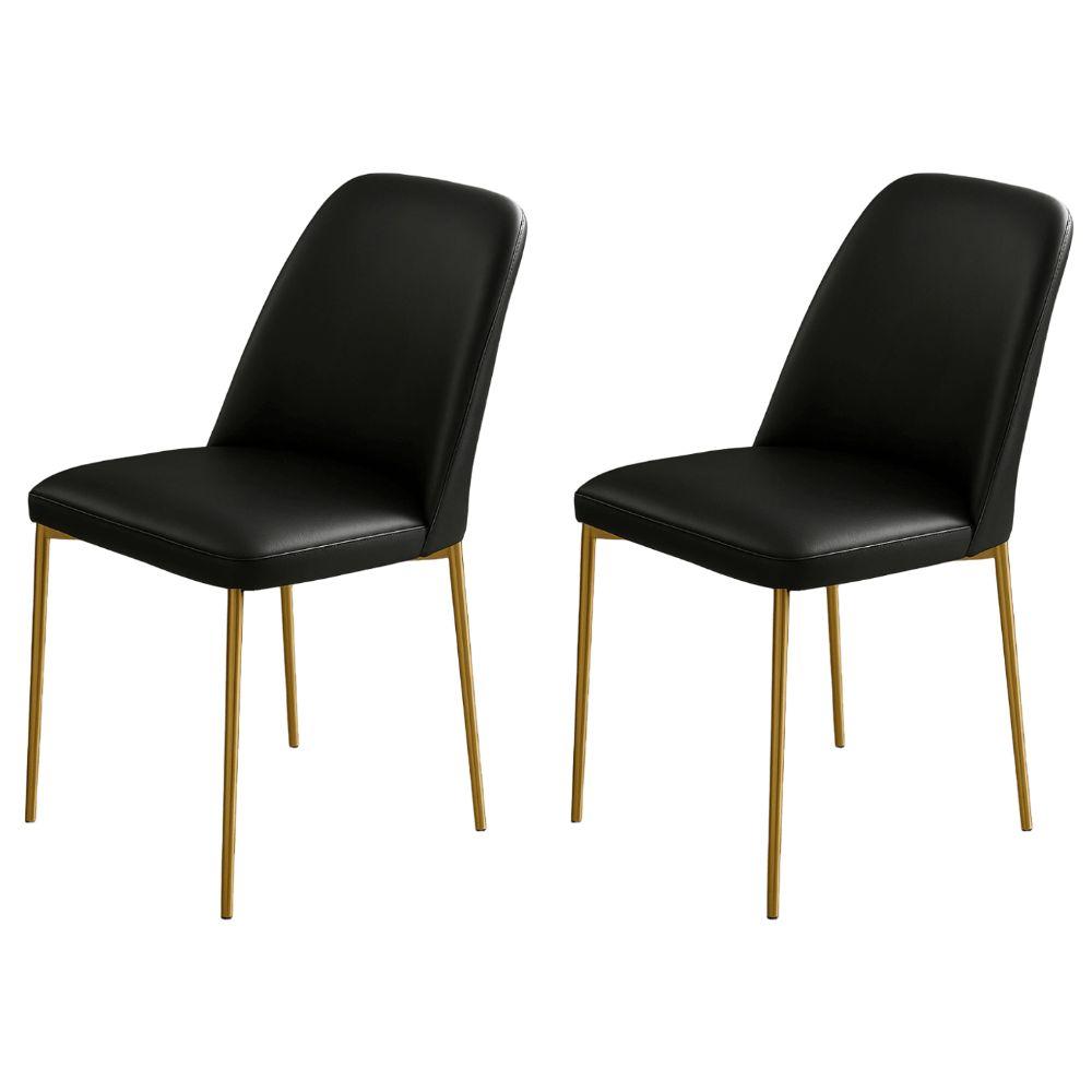 Conjunto 2 Cadeiras Londres Couro Preto Metal Dourado