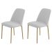 Conjunto 2 Cadeiras Londres Linho Branco Metal Dourado