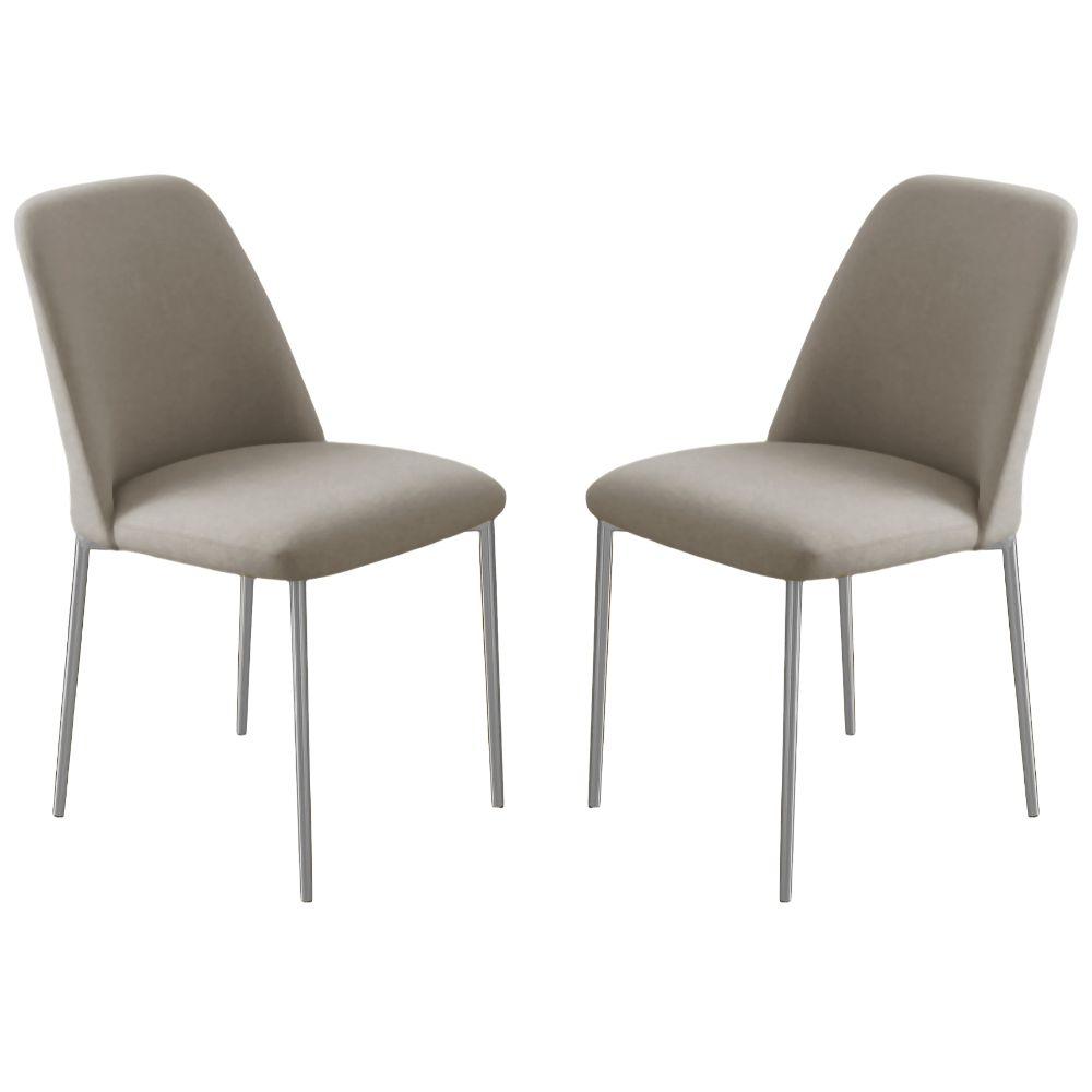 Conjunto 2 Cadeiras Londres Veludo Cappuccino Metal Champanhe