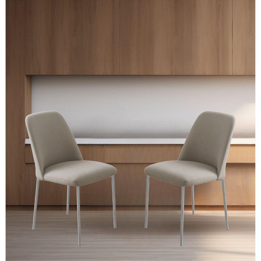Conjunto 2 Cadeiras Londres Veludo Cappuccino Metal Champanhe