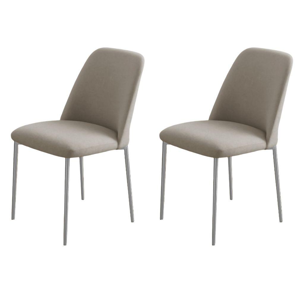 Conjunto 2 Cadeiras Londres Veludo Cappuccino Metal Champanhe
