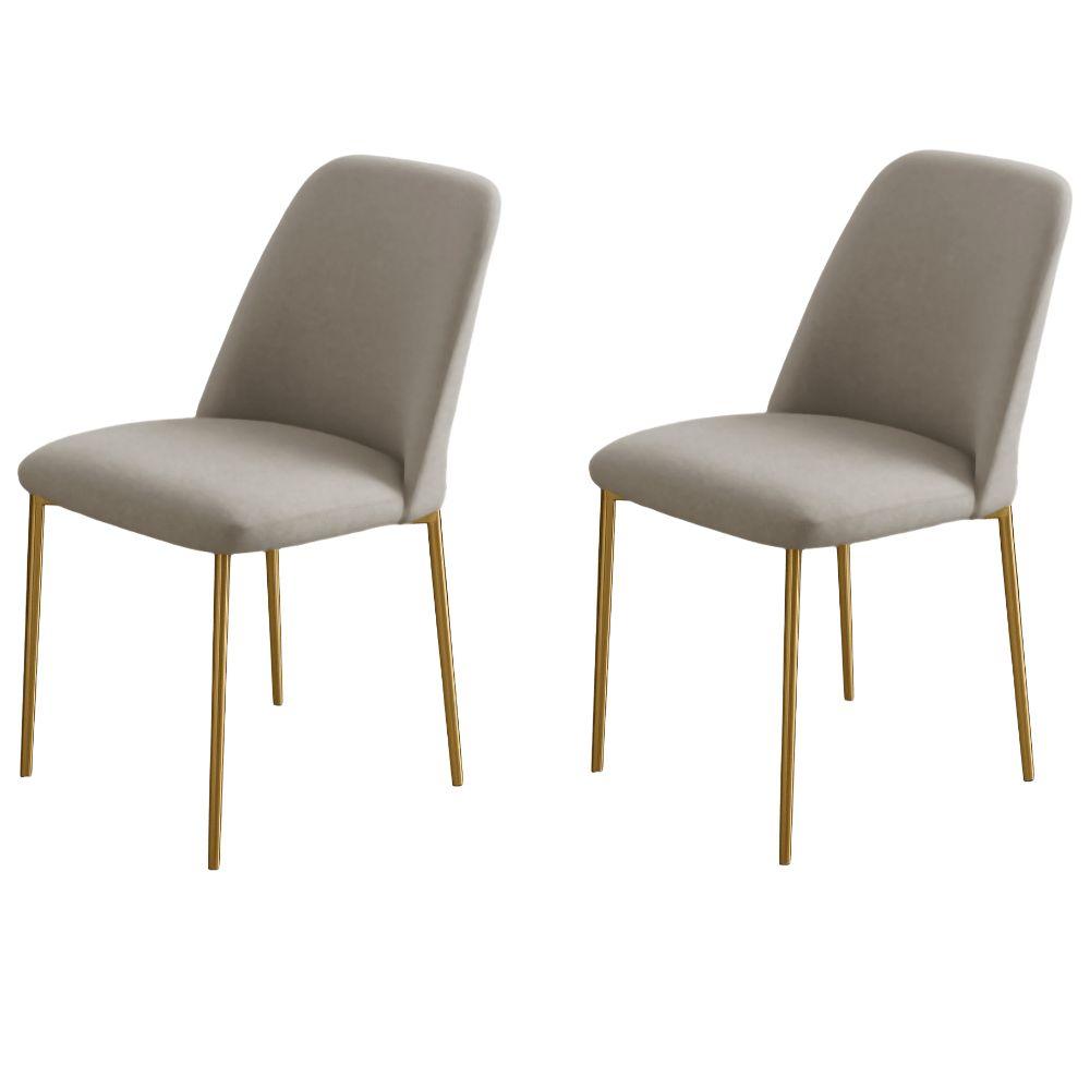 Conjunto 2 Cadeiras Londres Veludo Cappuccino Metal Dourado