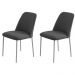Conjunto 2 Cadeiras Londres Veludo Cinza Metal Champanhe