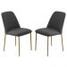 Conjunto 2 Cadeiras Londres Veludo Cinza Metal Dourado