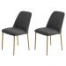 Conjunto 2 Cadeiras Londres Veludo Cinza Metal Dourado