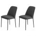 Conjunto 2 Cadeiras Londres Veludo Cinza Metal Preto