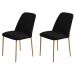 Conjunto 2 Cadeiras Londres Veludo Preto Metal Dourado