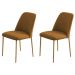 Conjunto 2 Cadeiras Londres Veludo Terracota Metal Dourado