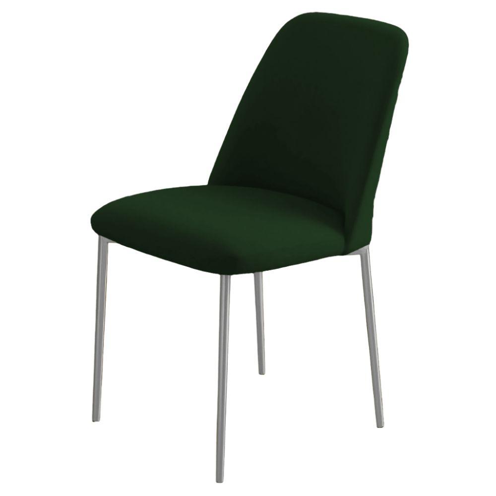 Conjunto 2 Cadeiras Londres Veludo Verde Escuro Metal Champanhe