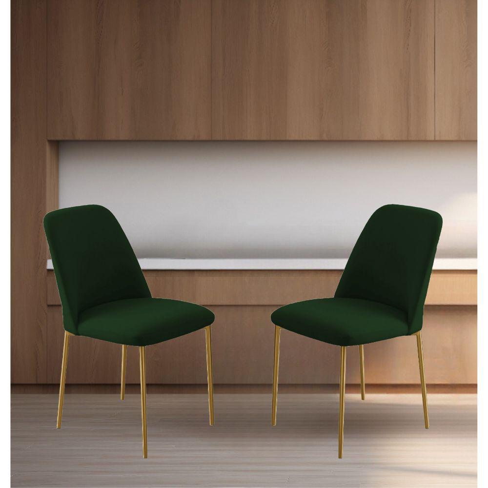 Conjunto 2 Cadeiras Londres Veludo Verde Escuro Metal Dourado
