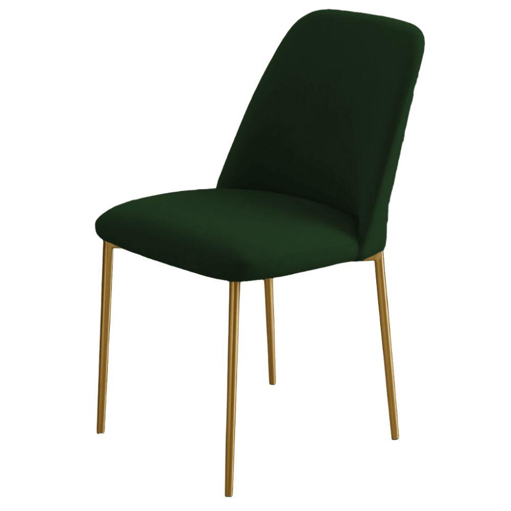 Conjunto 2 Cadeiras Londres Veludo Verde Escuro Metal Dourado