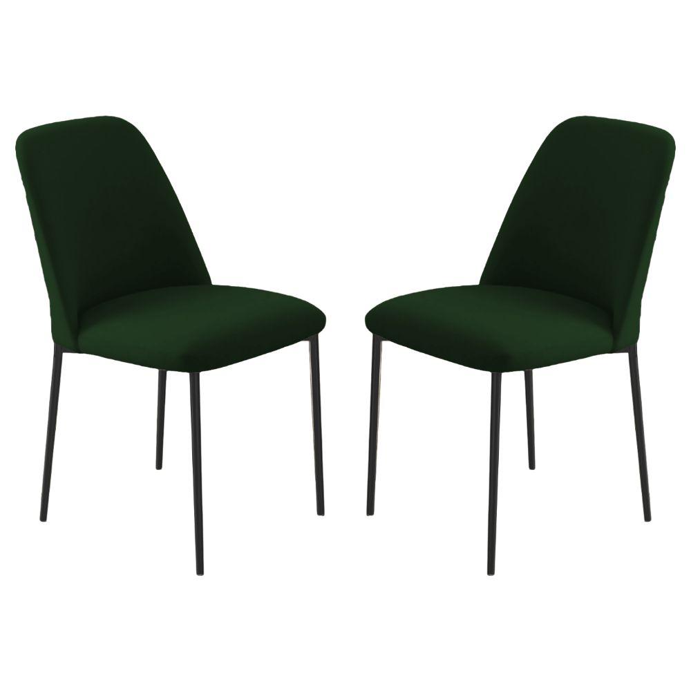 Conjunto 2 Cadeiras Londres Veludo Verde Escuro Metal Preto