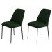 Conjunto 2 Cadeiras Londres Veludo Verde Escuro Metal Preto