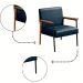 Kit 2 Poltrona Fontana Veludo Azul Base em Metal Preto e Madeira