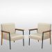 Kit 2 Poltrona Fontana Veludo Bege Base em Metal Preto e Madeira