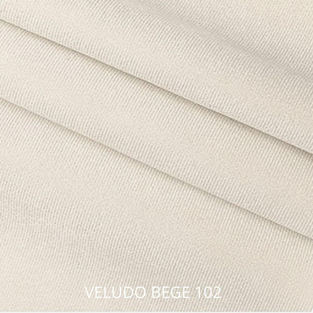 Kit 2 Poltrona Fontana Veludo Bege Base em Metal Preto e Madeira