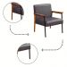 Kit 2 Poltrona Fontana Veludo Cinza Base em Metal Preto e Madeira