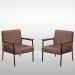 Kit 2 Poltrona Fontana Veludo Marrom Base em Metal Preto e Madeira