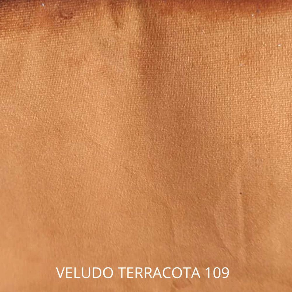 Kit 2 Poltrona Fontana Veludo Terracota Base em Metal Preto e Madeira