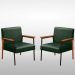 Kit 2 Poltrona Fontana Veludo Verde Base em Metal Preto e Madeira