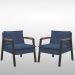 Kit 2 Poltrona Fortaleza Veludo Azul Base em Metal Preto