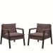 Kit 2 Poltrona Fortaleza Veludo Marrom Base em Metal Preto