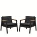 Kit 2 Poltrona Fortaleza Veludo Preto Base em Metal Preto
