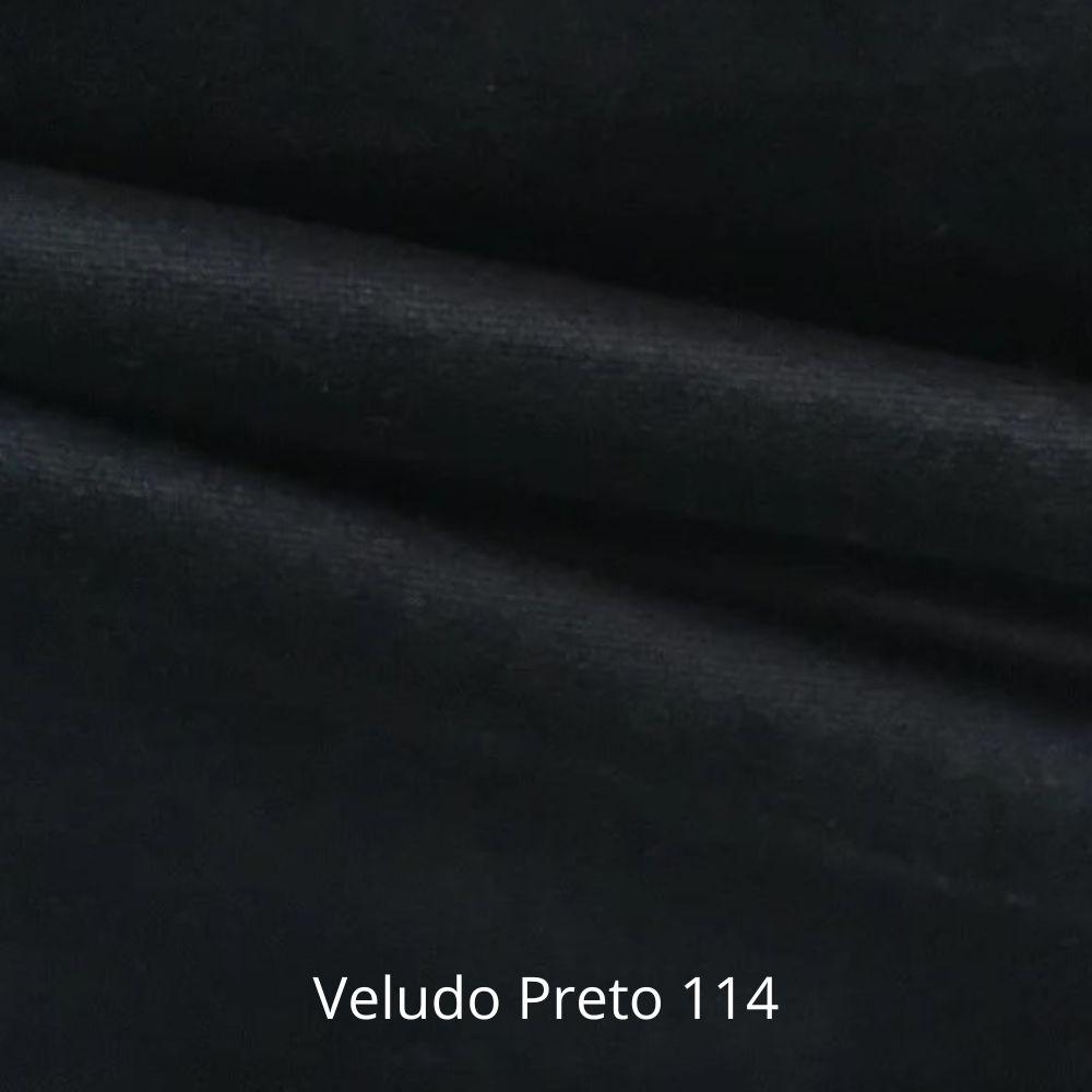 Kit 2 Poltrona Fortaleza Veludo Preto Base em Metal Preto