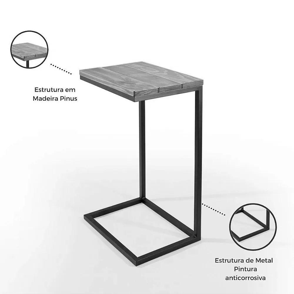 Mesa de Apoio para Sofá Turim Bandeja Madeira 65 cm