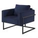 Poltrona Bella Veludo Azul Base em Metal Preto